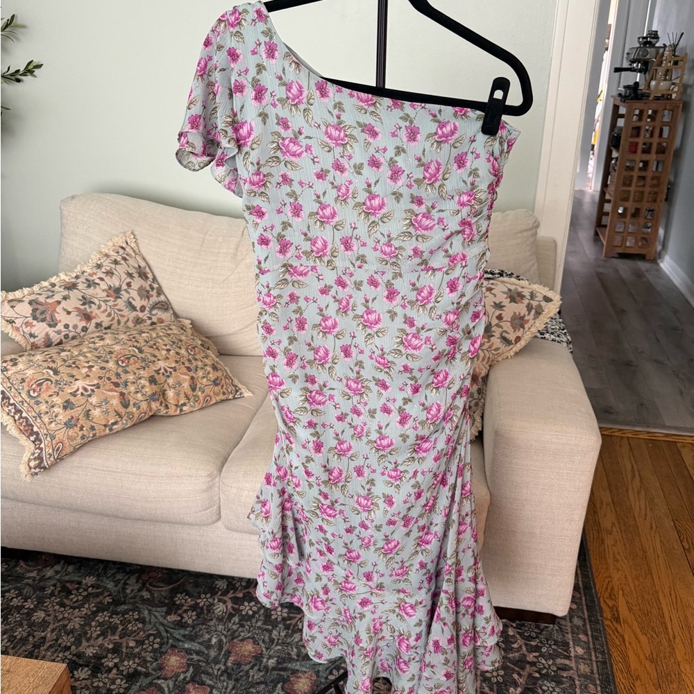 Floral One-Shoulder Wedding Guest Dress
